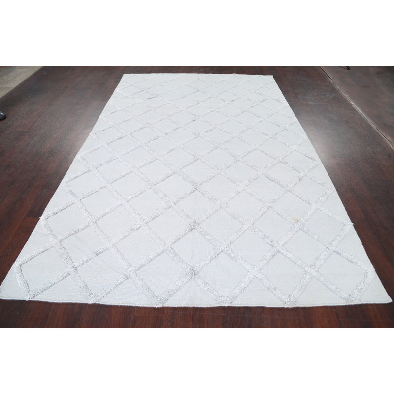 Wool and Viscose Geometric Indoor Rug