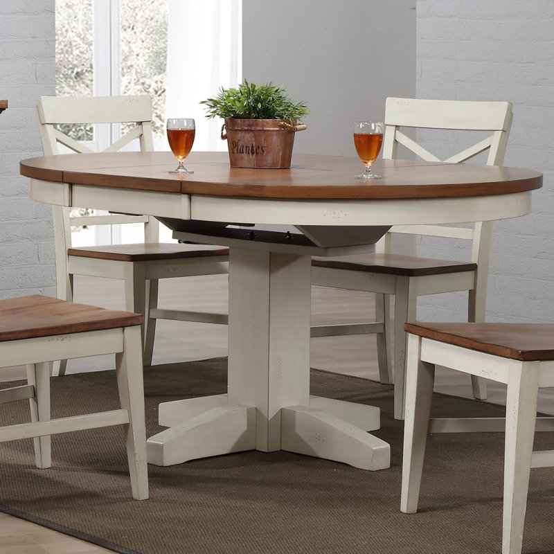 Calderon Extendable Acacia Solid Wood Dining Table, Antique White