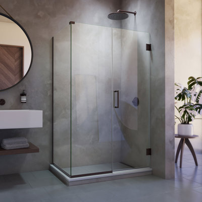 Cabine de douche à charnière en bronze huilé DreamLine Unidoor Plus l 48 1/2 po x P 34 3/8 po x H 72 po