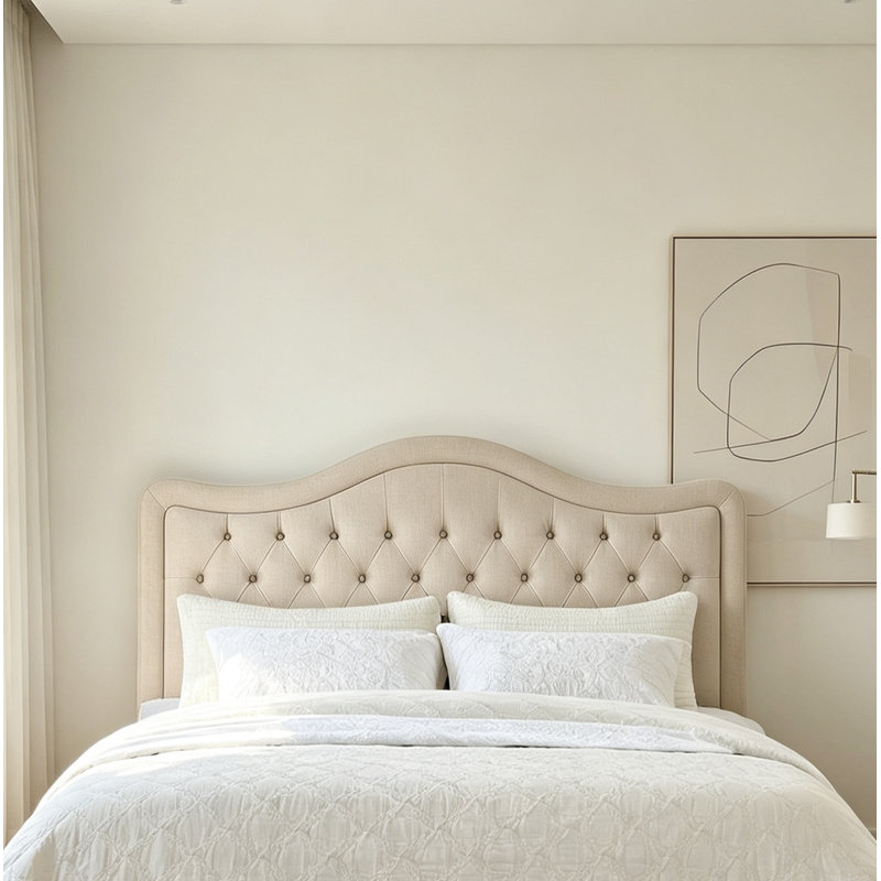 Tête de lit tapissier réglable avec tête de lit classique en lin fin et capitonnage à boutons - Convient aux grands lits simples et grands