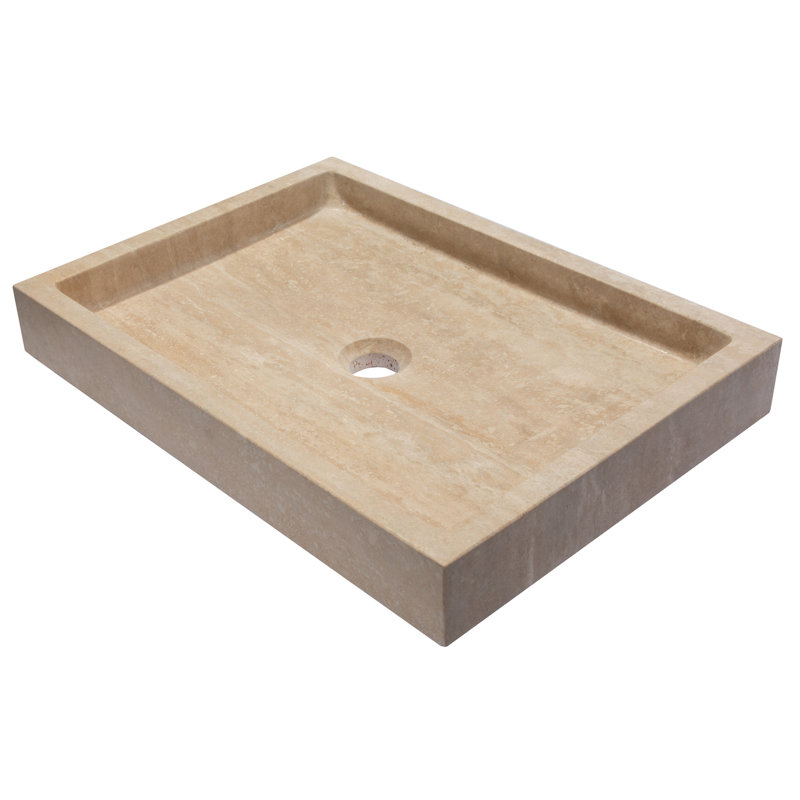 Eden Bath 16'' Beige Stone Rectangular Bathroom Sink