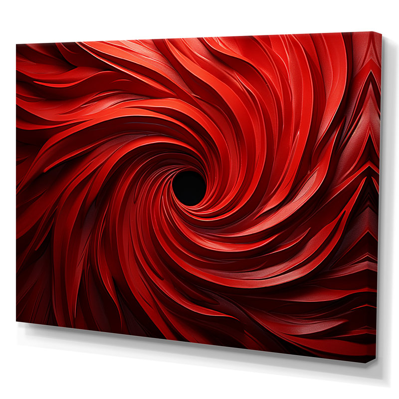 «Red Abstract Spiral Dreamscape III», art mural abstrait en spirale, Toile tendue, H 40 po x l 60 po x P 1,5 po
