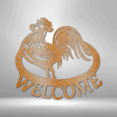 Panneau décoratif en métal Welcome Rooster