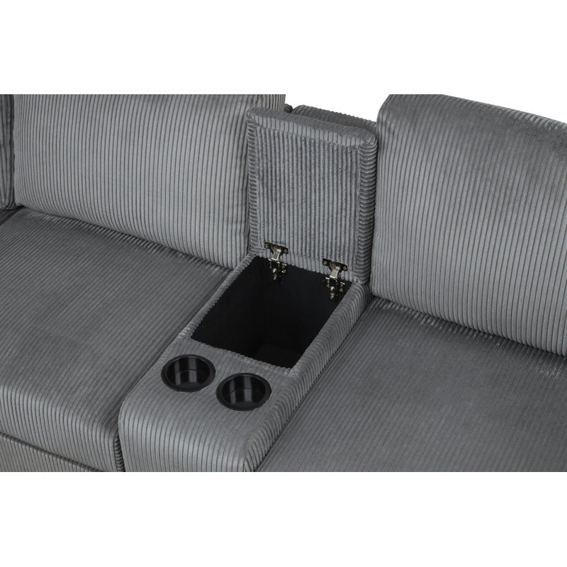 Holte Corduroy 8-Pc Modern Sectional, Gray Corduroy