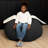 Raven-Symoné Home Hopseat Bunny Oval Shaped Large Bean Bag Chair With Ears, Ultra Soft Shearling - Black-1053518517