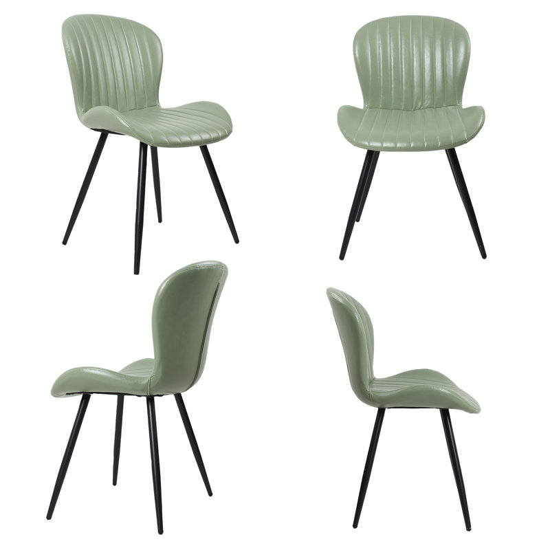 Leather Side Chairs Dining Chairs, Green