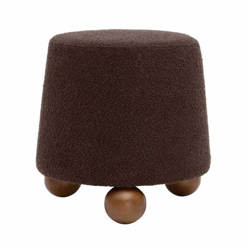 Jaine Boucle Stool, Walnut, Polyester Blend, Brown