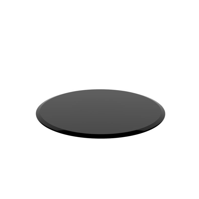 Plateau de table rond en verre trempé (plateau de table seulement), H 0,47 po x l 38,58 po x P 38,58 po, Noir