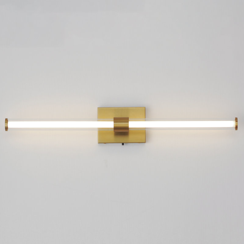 Mahkaylah Single Transparent Dimmable LED Bath Bar, Natural Aged Brass