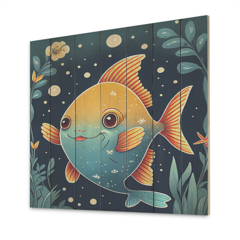 Cute Cartoon Fish In Orange And Blue " Cute Cartoon Fish In Orange And Blue ", 24" H x 24" W x 1" D