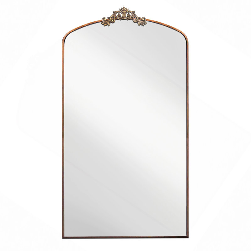 Full Length Mirror Vintage Ornate Arched Floor Mirror Metal Framed Mirror Dressing Mirror Oversized Wall Mirror, For Entryway, Living Room, Bedroom, Clothing Shop