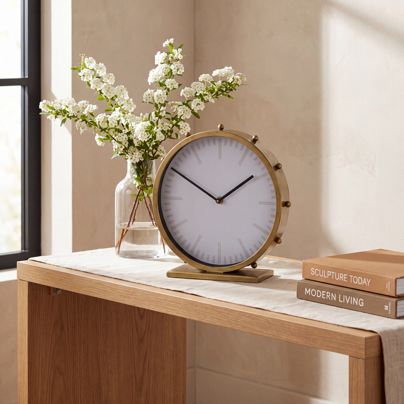Waylon Table Clock with Studs, Gold