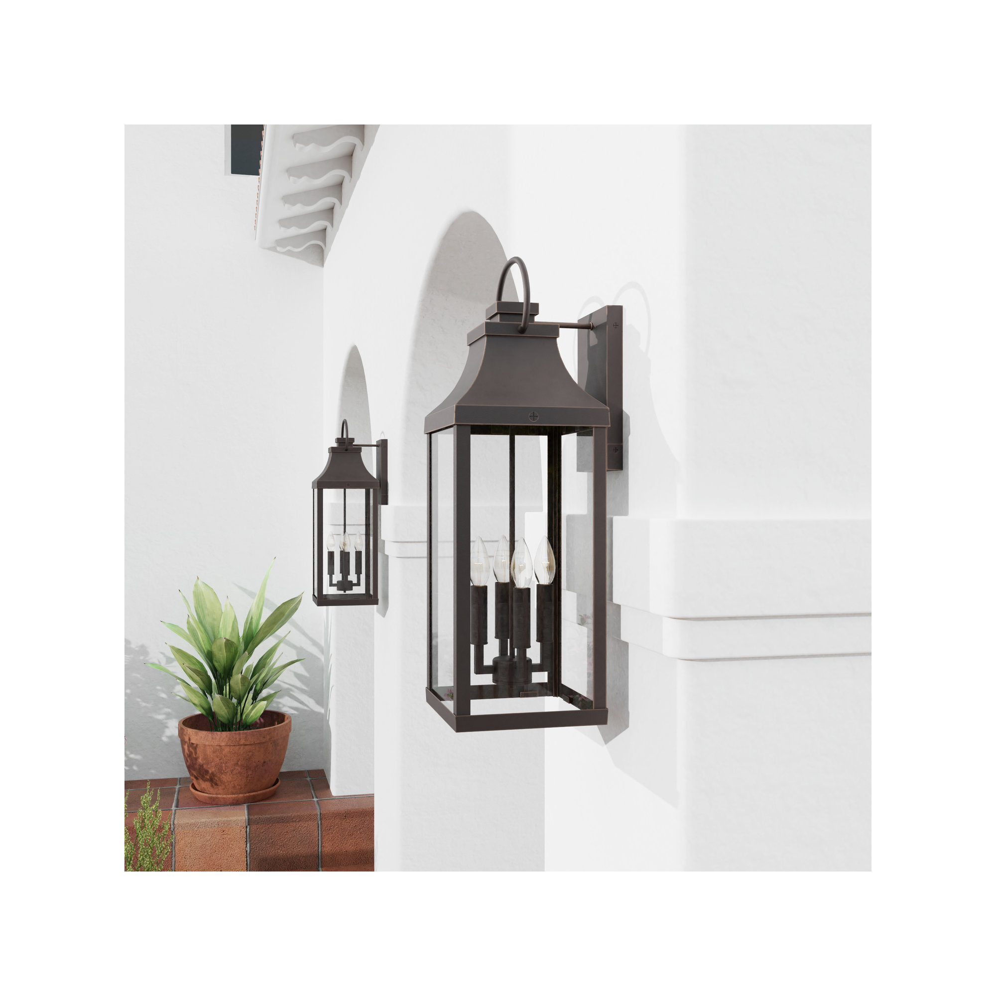 Caden 4 Light Outdoor Wall Light, Oiled Bronze