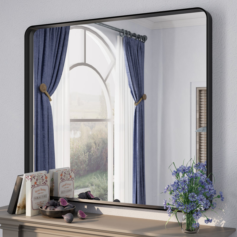 Miroir mural Aevar, Noir mat, 40 po x 36 po