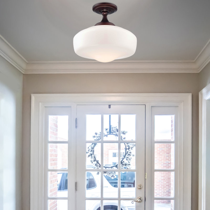 Belby Glass Semi Flush Mount, Brushed Bronze
