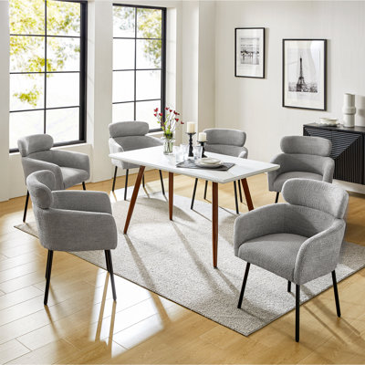 Turgeon Boucle Mid-Century Modern 19"H Dining Chair with Adjustment Feet