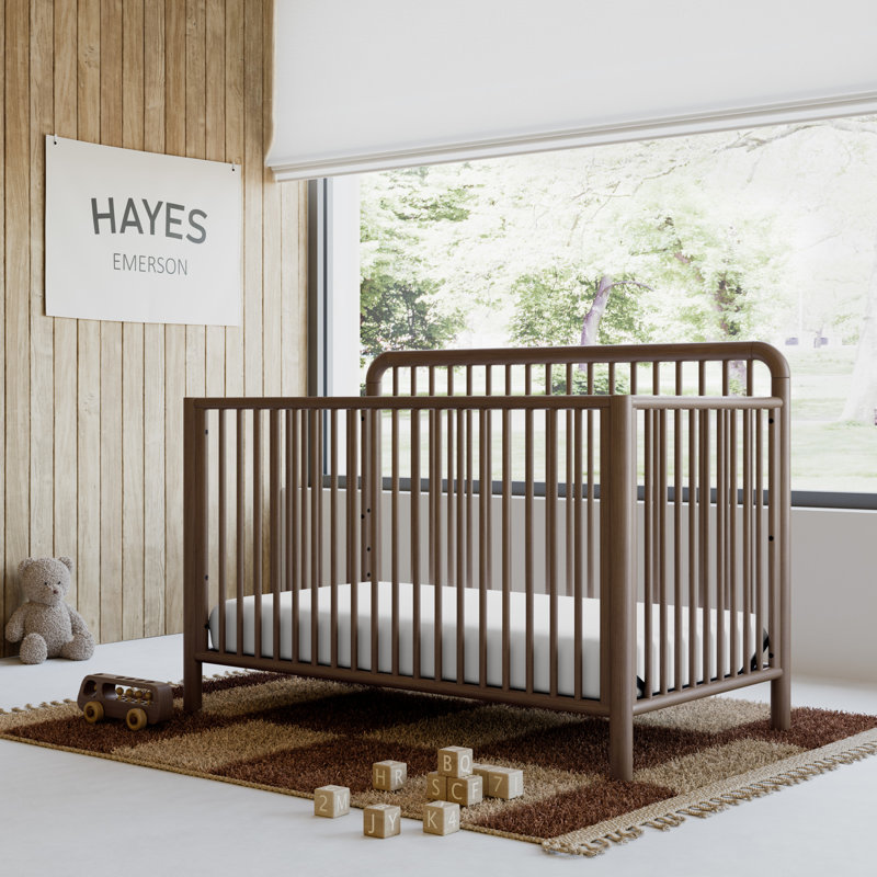 Porto Deluxe 5-in-1 Convertible Crib with Bonus Toddler Guardrail , Hazelnut