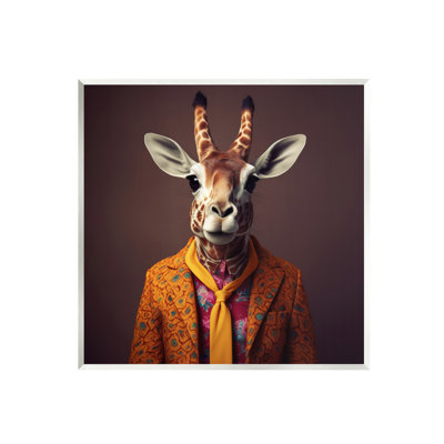 Art mural brun sur fond de girafe rétro par Lazar Studio
