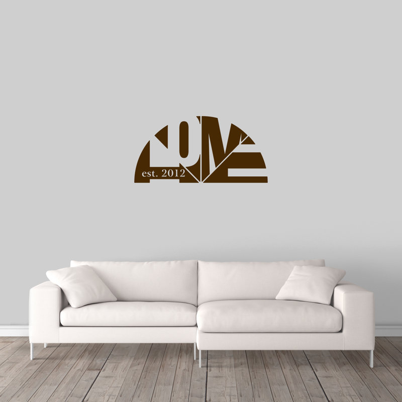Décalcomanie murale maison personnalisée avec année, Brun chocolat, Oui