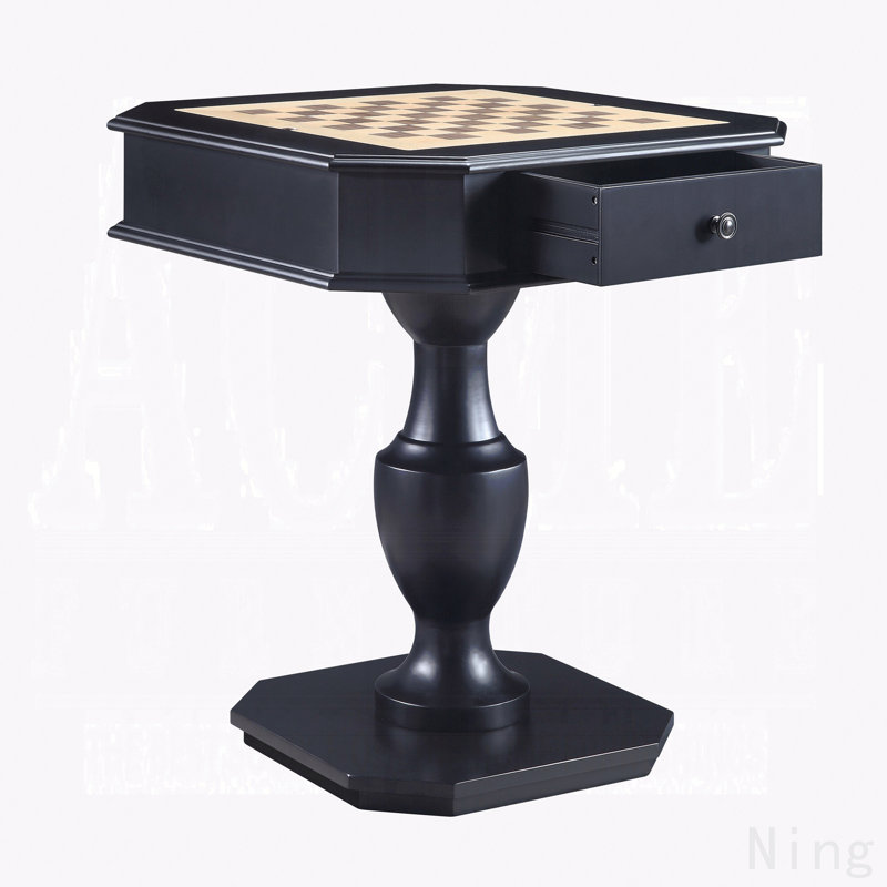 Table de jeu noire à 2 tiroirs, L 28,5 po x l 28,5 po x H 30 po
