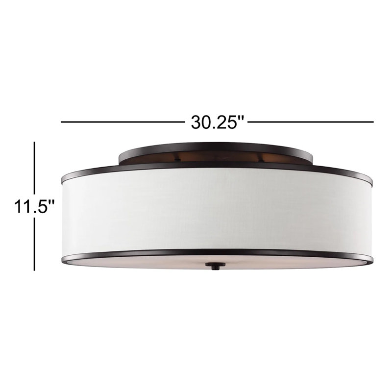 Deeann Fabric Semi Flush Mount, Rubbed Bronze