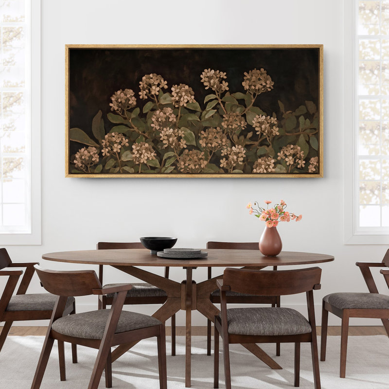 Œuvre d'hortensia rustique brun vert, photos murales florales, impression numérique sur toile giclée sur toile, Naturel
