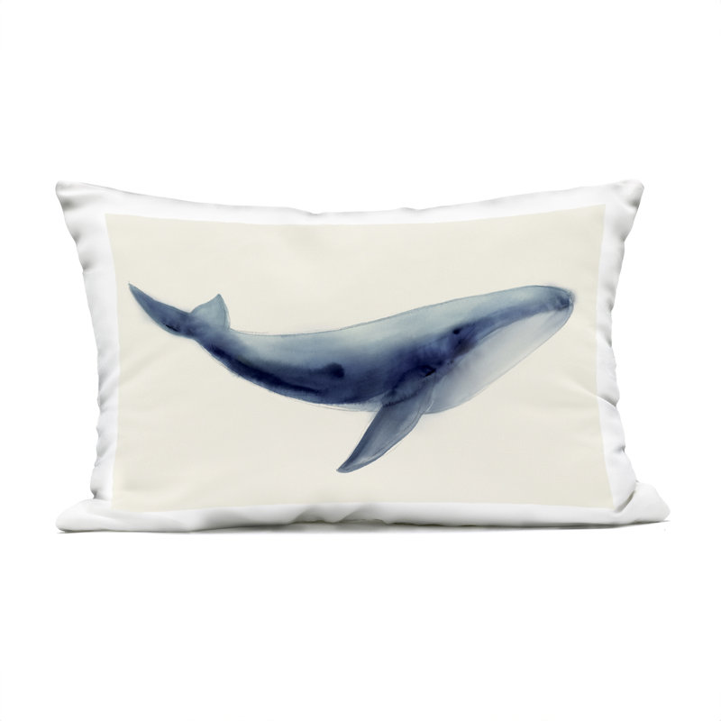 Soft Gentle Giant Whale Outdoor Printed Pillow design by Lily K.