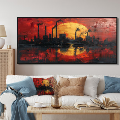 Yellow Red Production Power Factories III - Factories Wall Decor