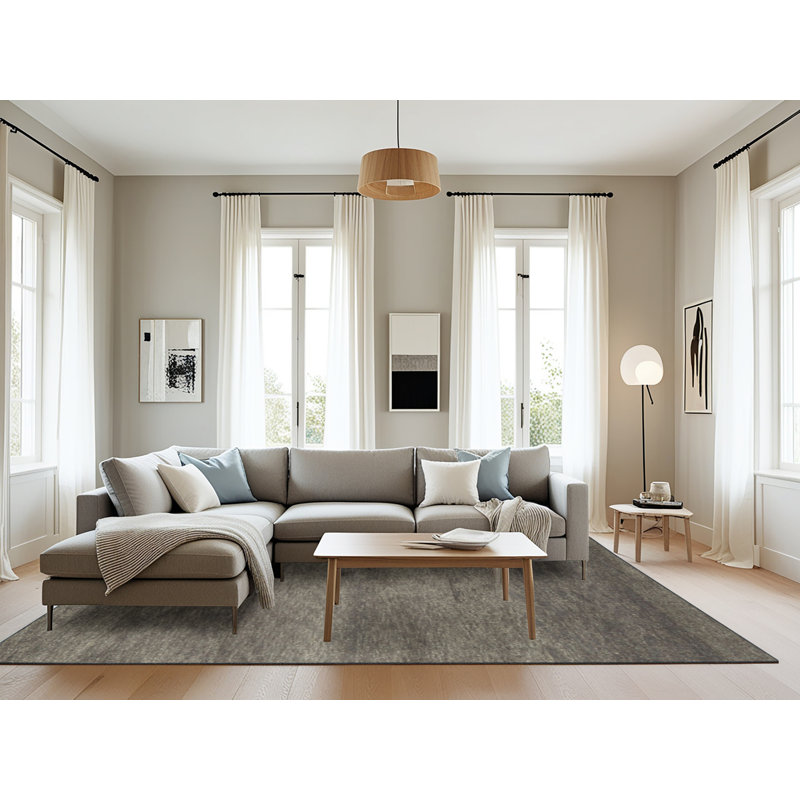 Tapis contemporain gris, Rectangle 8 pi x 12 pi