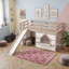 Lit superposé simple au-dessus de simple en bois avec glissière, bande DEL, tablettes et escaliers-134455069