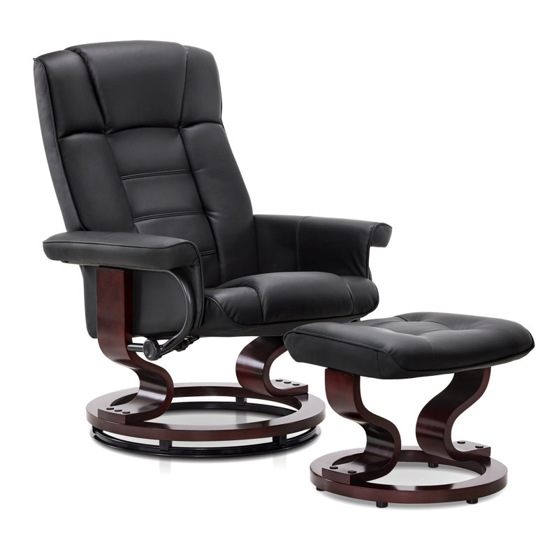 Padang Sidempuan Swivel Recliner, Multi-Position Leisure Chair with Ottoman and Adjustable Back, Faux Leather