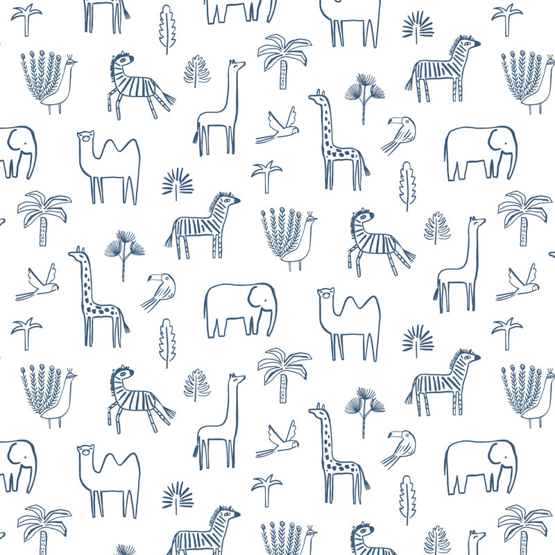 Funky Jungle Wallpaper, Navy