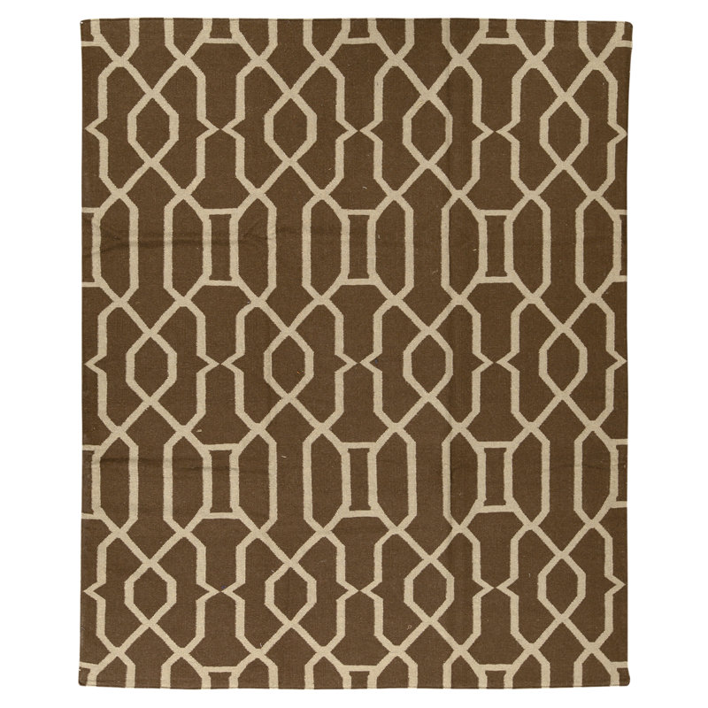 Flatweave Wool Area Rug in Espresso, Rectangle 6' x 8'10"