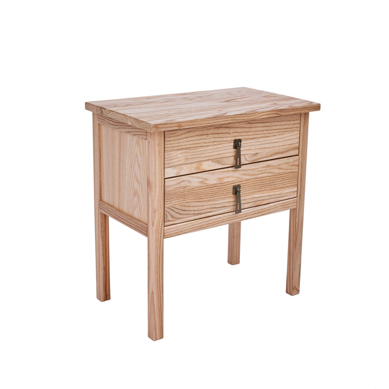Albie 54cm W Solid + Manufactured Wood Bedside Table, Dark Oak