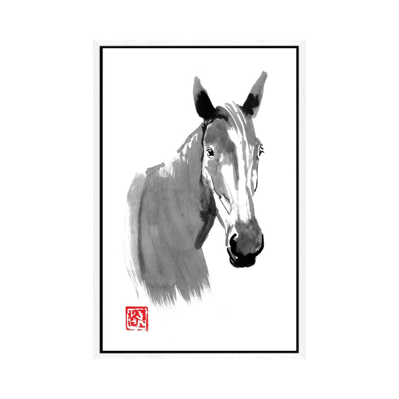 Horse Head by Péchane - Painting on Canvas, White Framed, 101.6 cm H x 66.04 cm W