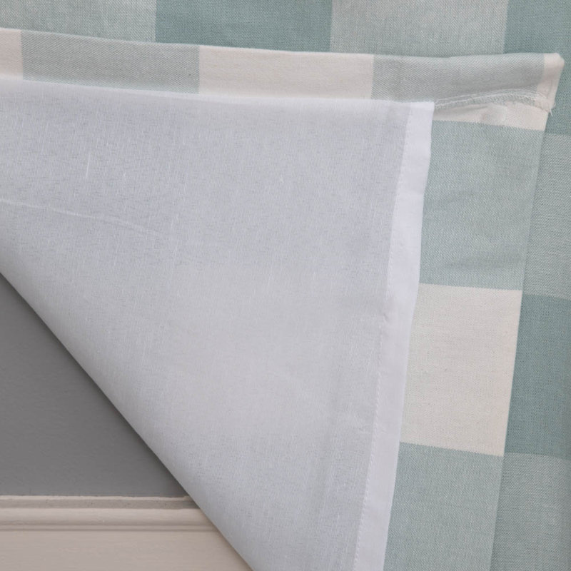 Treve 100% Cotton Room Darkening Buffalo Checkered Curtain Panel with Rod Pocket Top and included hook clips , Blue