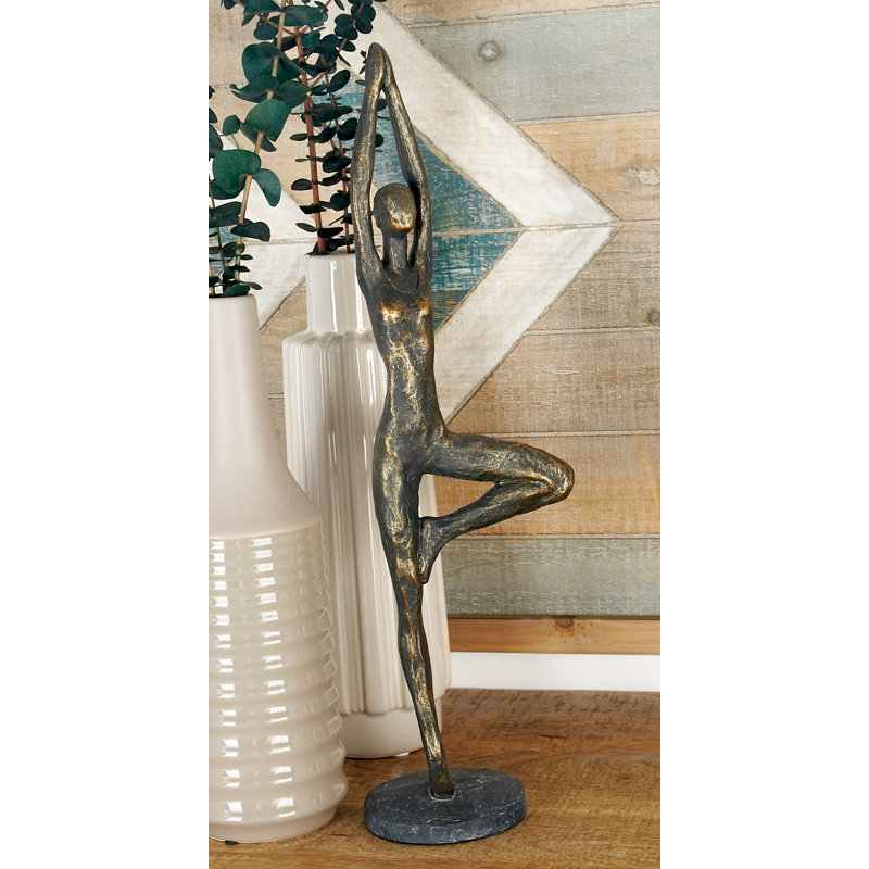 Polystone Yoga Brass Decorative Sculpture