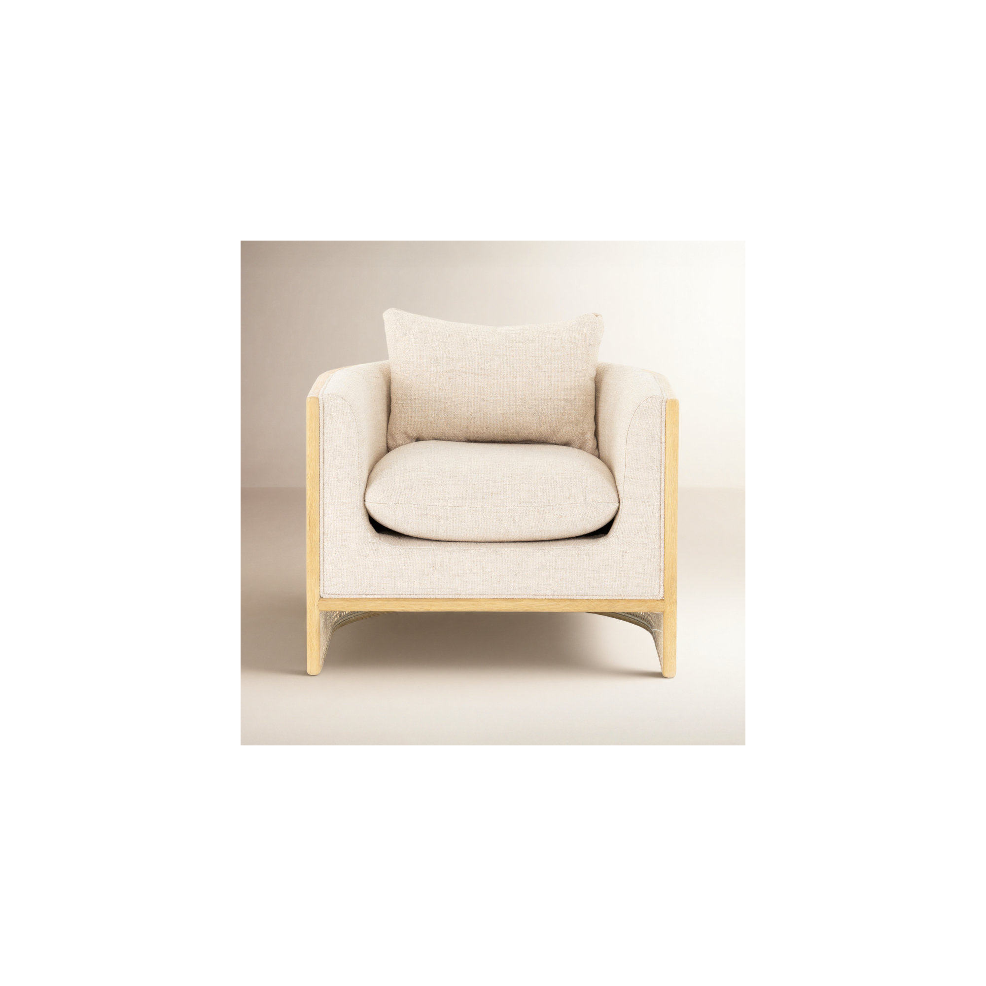 Isidor Upholstered Barrel Chair, Natural Oak, Thames Cream