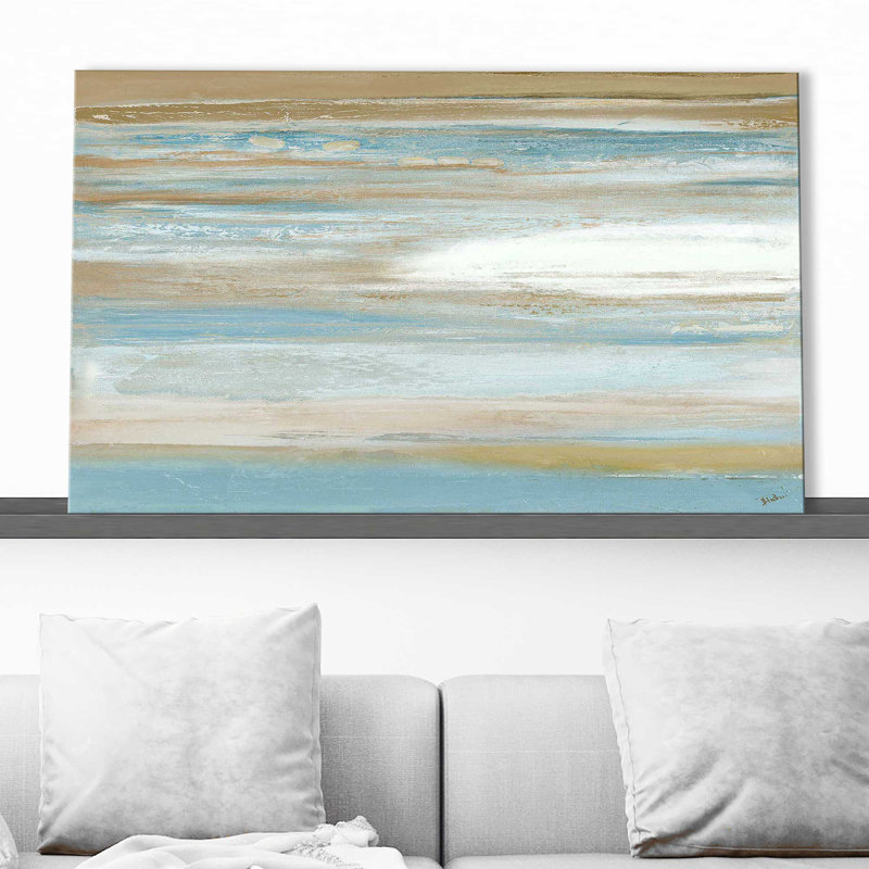 Teal Sunrise II par - Peinture, Toile tendue, H 24 po x l 40 po x P 1,5 po