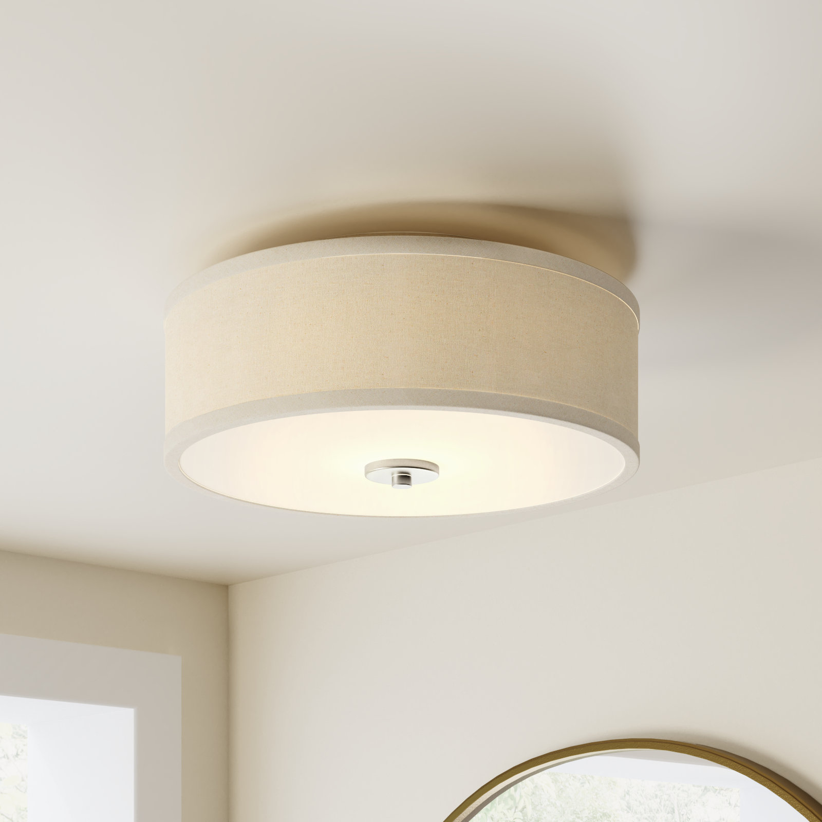 Chantey 13" 2-Light Flush Mount, Brushed Nickel