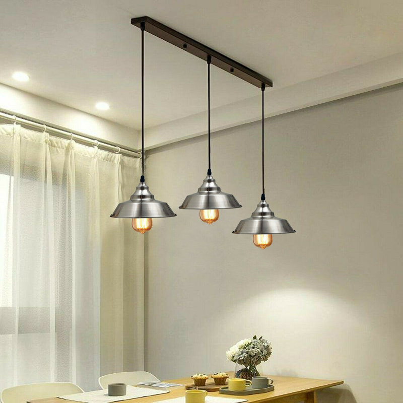 Olivia 3 - Light Silver Kitchen Island Pendant, Satin Nickel