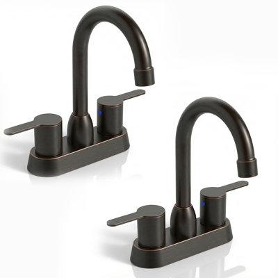 Robinet pour salle de bain à poignée double avec bec pivotant (ensemble de 2)