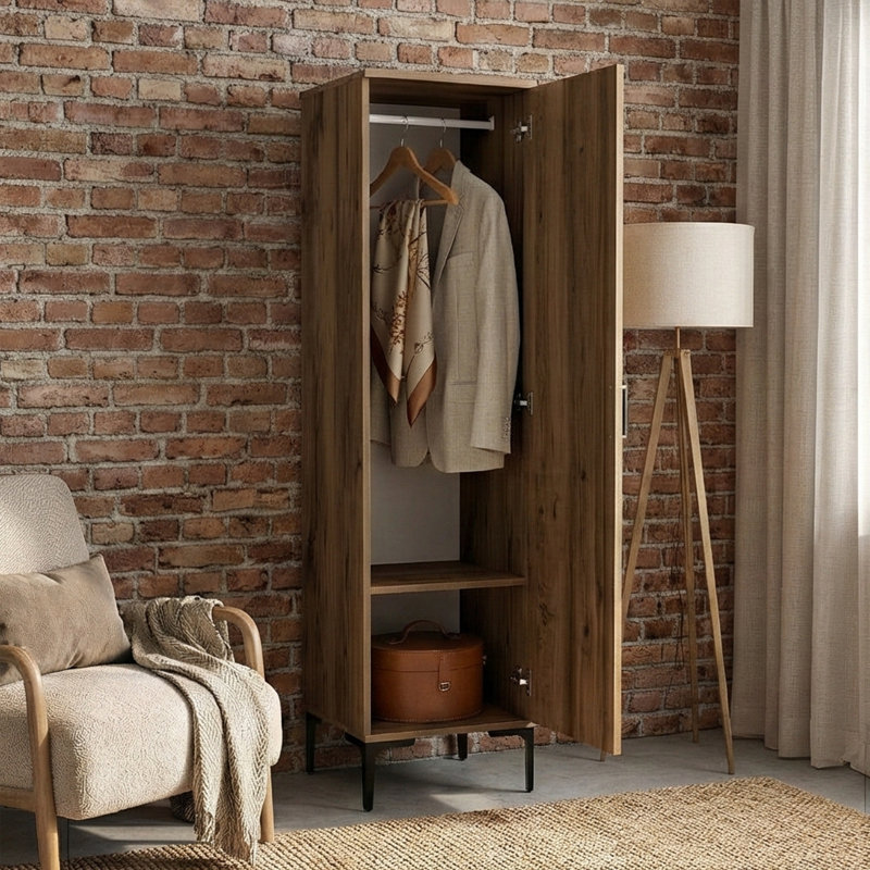 6.6 Ft. Tall Patterned Bathroom Cabinet, Walnut Cream