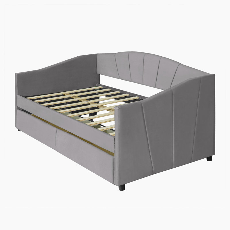 Dieatra Upholstered Daybed, Gray, Drawers Included