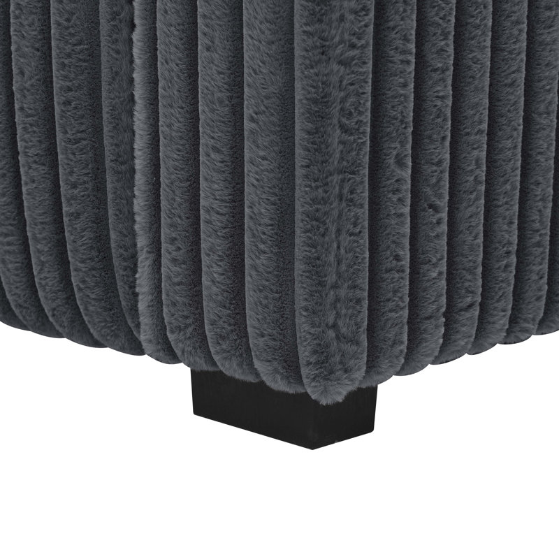 Canapé modulaire inclinable électrique Rkanpelna, Velours côtelé gris foncé