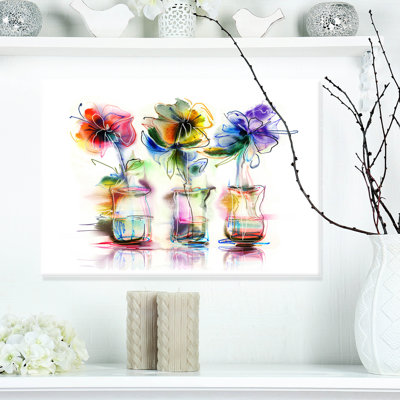 " Abstract Flowers In Glass Vases "