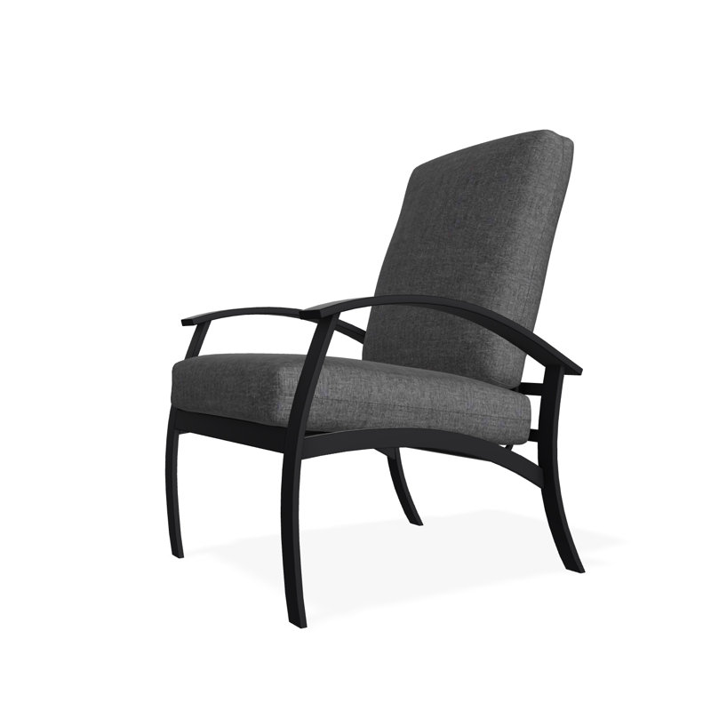 Belle Isle Cushion Deep Seating Arm Chair, Black, Cast Slate Sunbrella® Plainweave