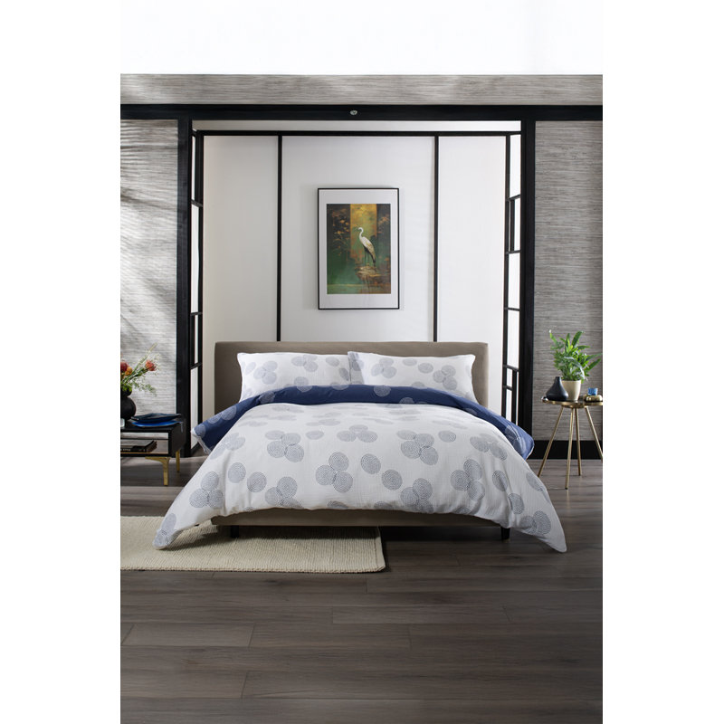 Hyogo Luxurious Japanese Inspired Print 100% Cotto Cotton Geometric Shapes Duvet Cover Set with Pillowcases Included