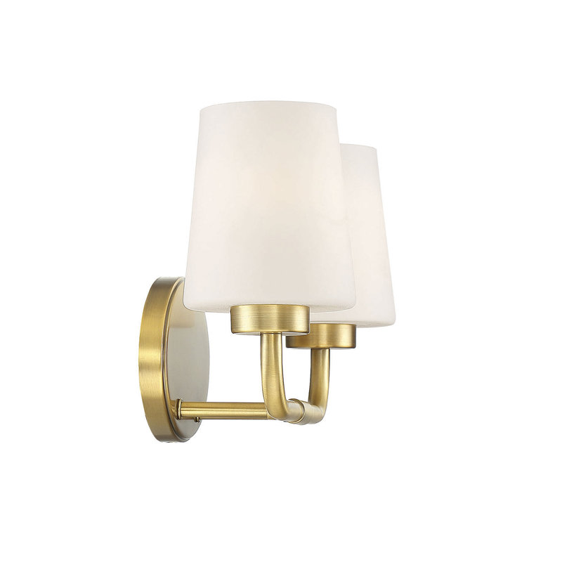 Lark Kline Heritage Brass 2-Light Dimmable Vanity with Etched Opal Shades