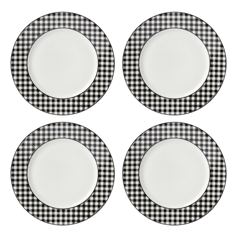 Lenox Gingham Black Dinner Plates, Set of 4
